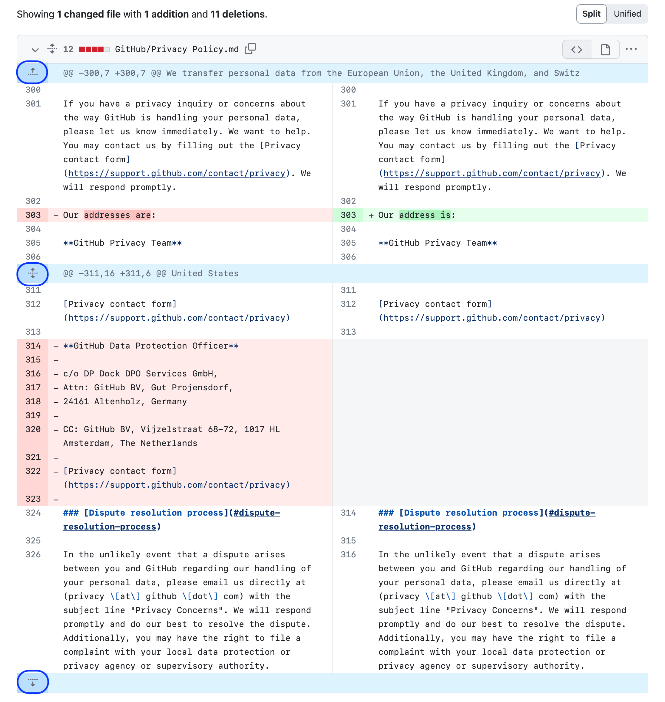Expand unchanged paragraphs on source diff view