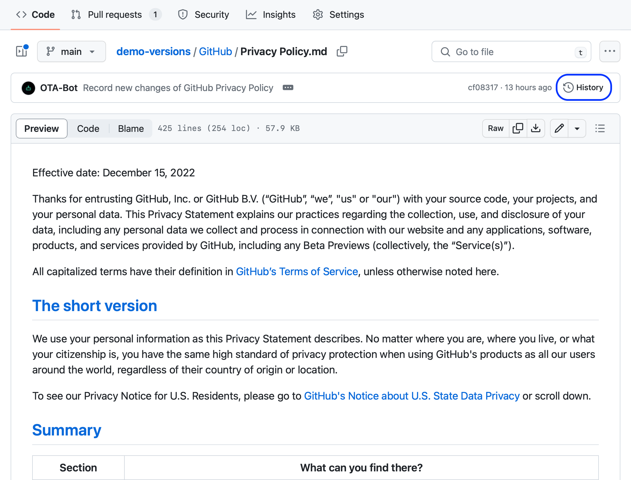 GitHub Privacy Policy